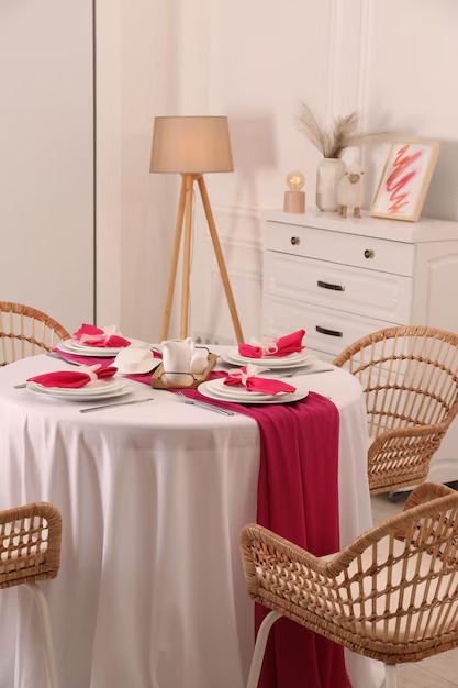 Table Covers Cloth Color Accent Setting Plates Cutlery Pink Napkins Di by Orient Uniforms for customers in Dubai, Abu Dhabi, Sharjah, Ajman and across the UAE